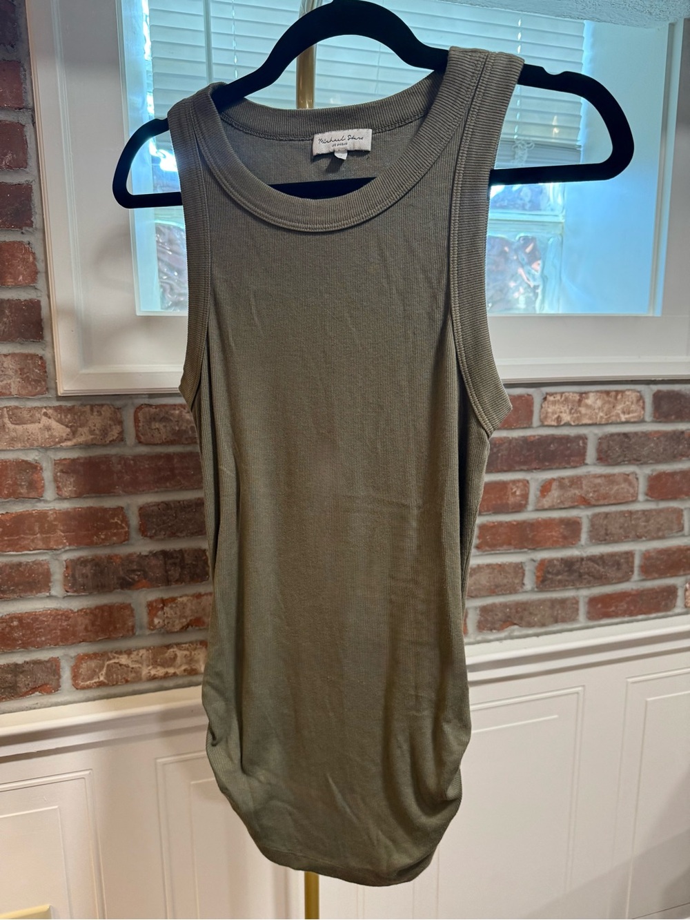 Michael Stars Halley Ribbed Tank Top with Ruching - Picture 2 of 6